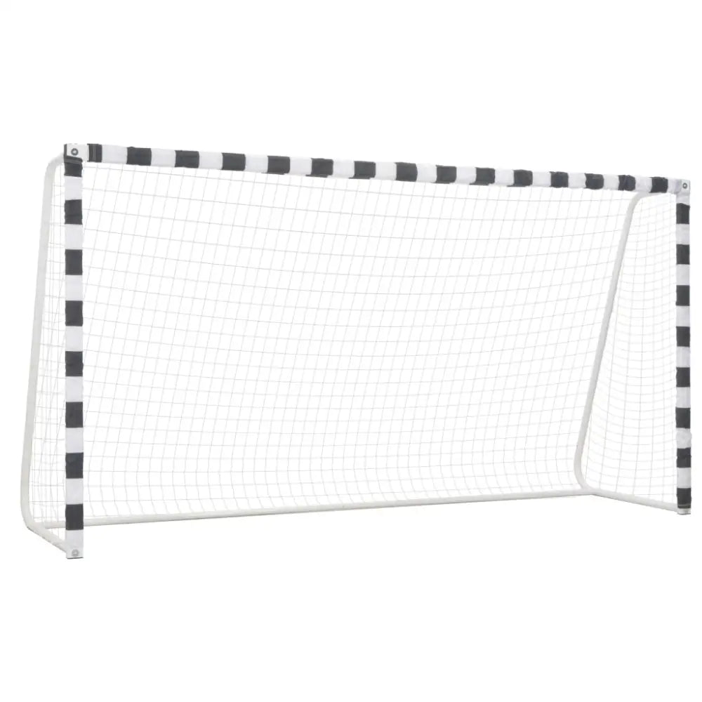 Voetbaldoel 300x160x90 cm metaal zwart en wit - voetbaldoelen & -netten