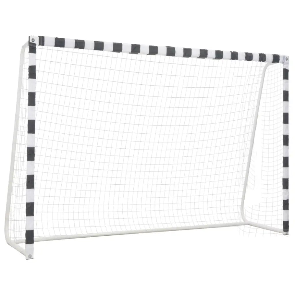 Voetbaldoel 300x200x90 cm metaal zwart en wit - voetbaldoelen & -netten