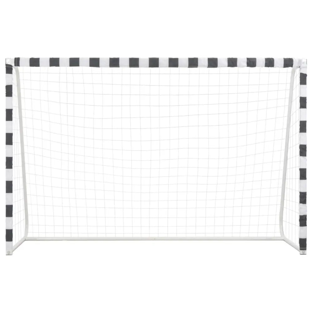 Voetbaldoel 300x200x90 cm metaal zwart en wit - voetbaldoelen & -netten