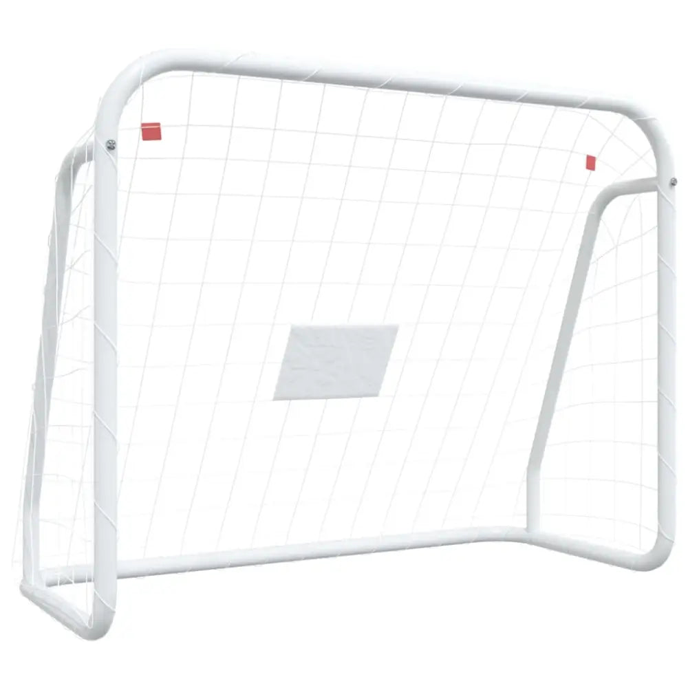 Voetbaldoel met net 125x96x60 cm staal en polyester wit - voetbaldoelen & -netten