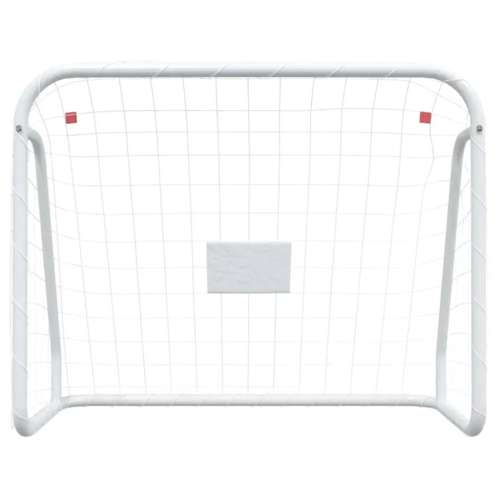 Voetbaldoel met net 125x96x60 cm staal en polyester wit - voetbaldoelen & -netten