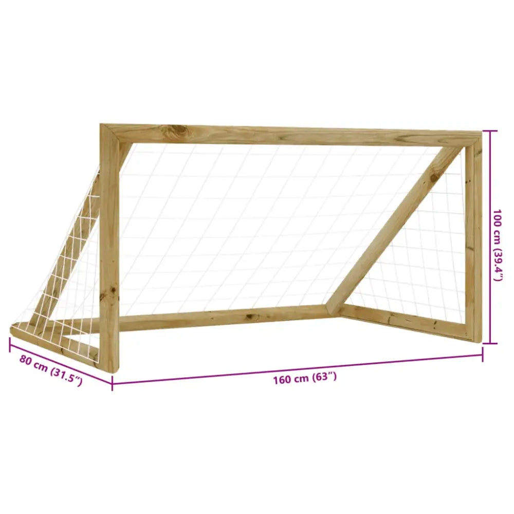 Voetbaldoel met net 160x80x100 cm geïmpregneerd grenenhout - voetbaldoelen & -netten