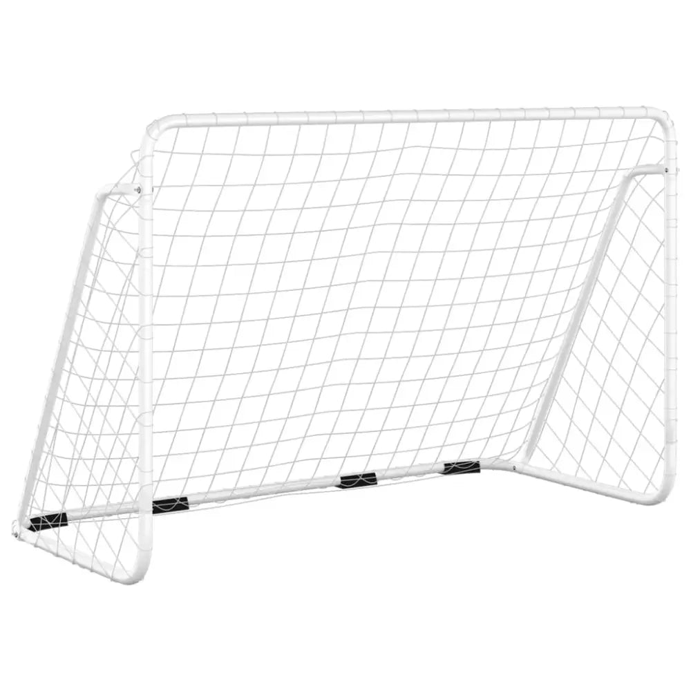 Voetbaldoel met net 180x90x120 cm staal wit - voetbaldoelen & -netten