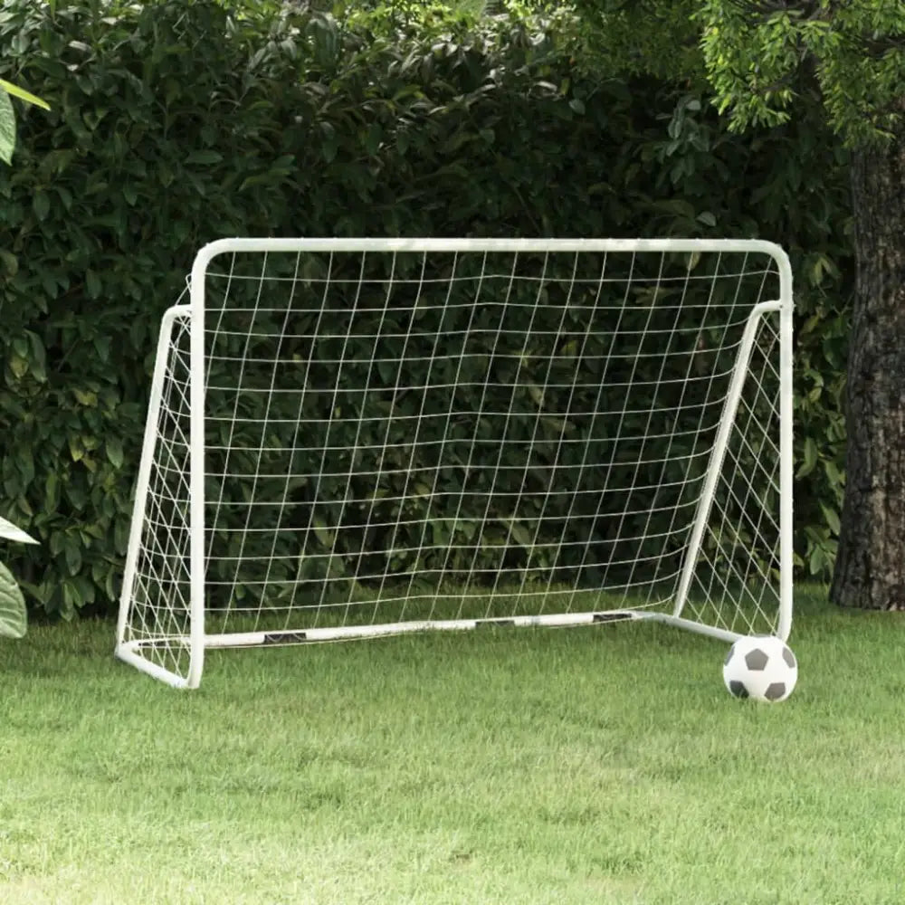 Voetbaldoel met net 180x90x120 cm staal wit - voetbaldoelen & -netten