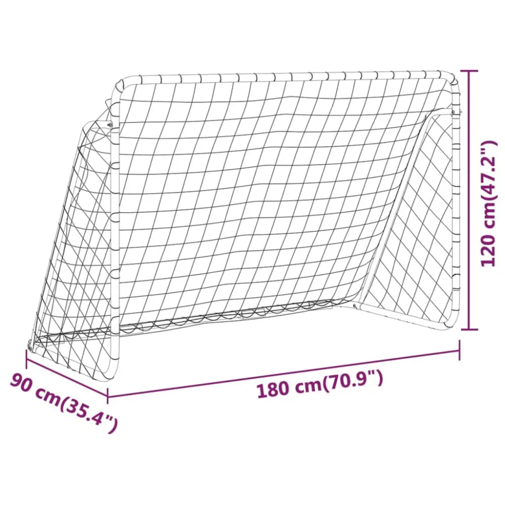 Voetbaldoel met net 180x90x120 cm staal wit - voetbaldoelen & -netten