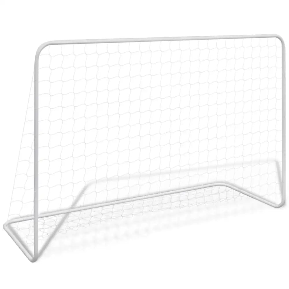 Voetbaldoel met net 182x61x122 cm staal wit - voetbaldoelen & -netten