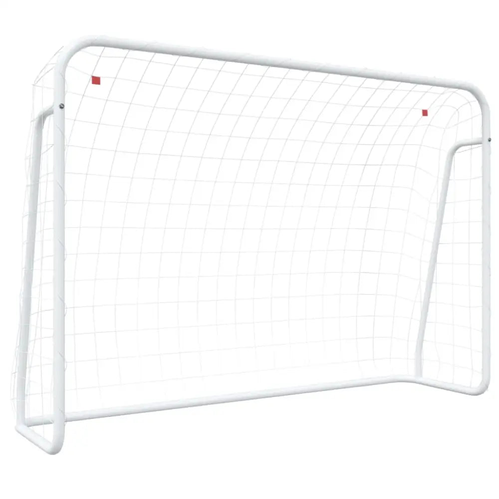 Voetbaldoel met net 214x75x152 cm staal en polyester wit - voetbaldoelen & -netten