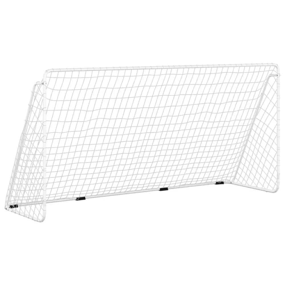 Voetbaldoel met net 366x122x182 cm staal wit - voetbaldoelen & -netten