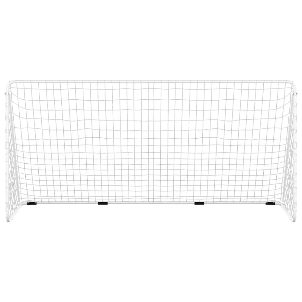 Voetbaldoel met net 366x122x182 cm staal wit - voetbaldoelen & -netten