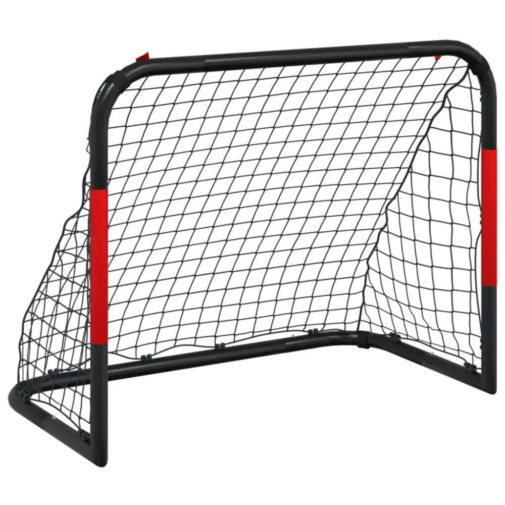 Voetbaldoel met net 90x48x71 cm staal rood en zwart - voetbaldoelen & -netten