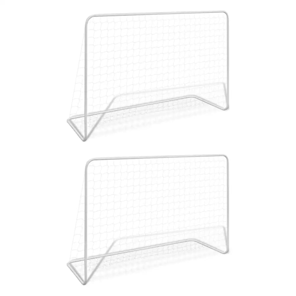 Voetbaldoelen 2 st met netten 182x61x122 cm staal wit - & -netten