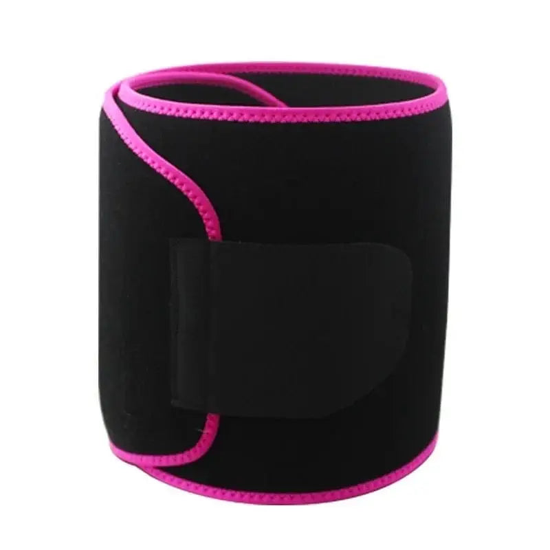 Taille dunnere buik waistband riem met zwart neopreen materiaal en roze randen sweatband